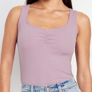 Cinched Rib-Knit Crop Tank Top